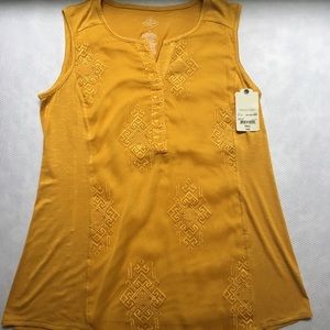 NWT St. John’s Bay Yellow Embroider Sleeveless Top